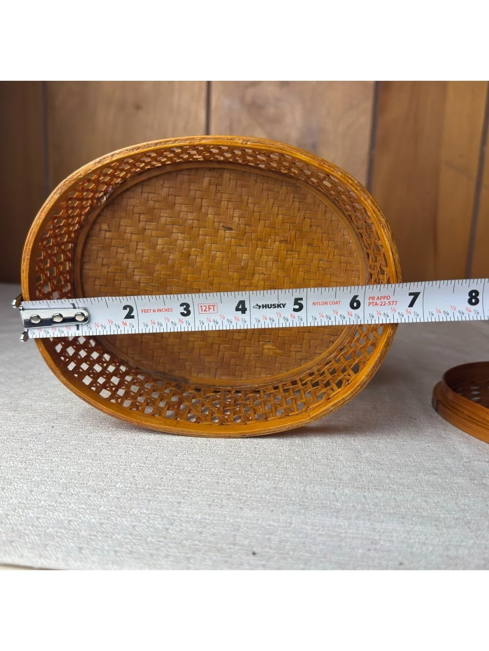 Vintage Shanghai Handicrafts Wicker Basket Lidded Oval Chinese Rattan Box